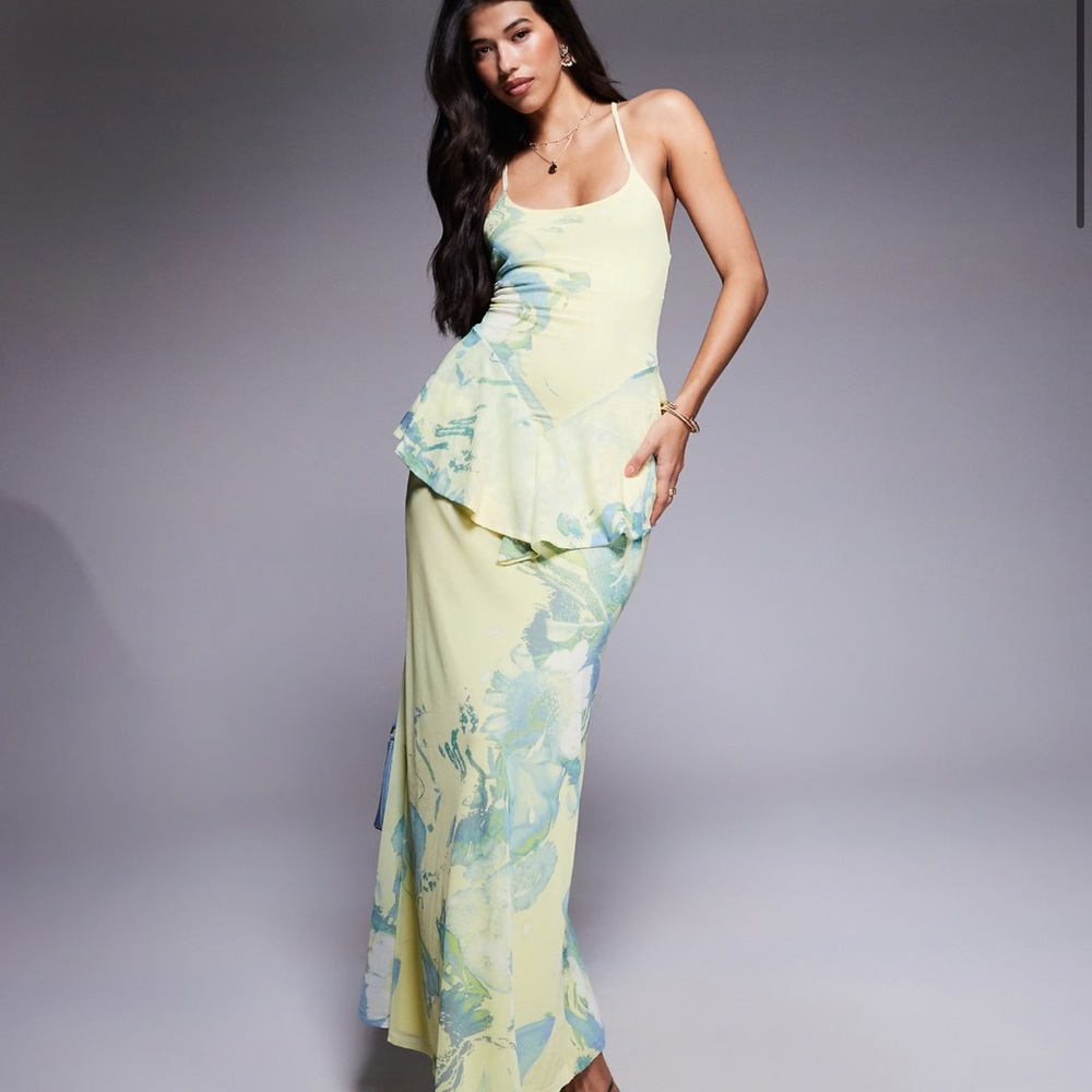 ASOS Yellow and Blue Maxi Dress- Size 8